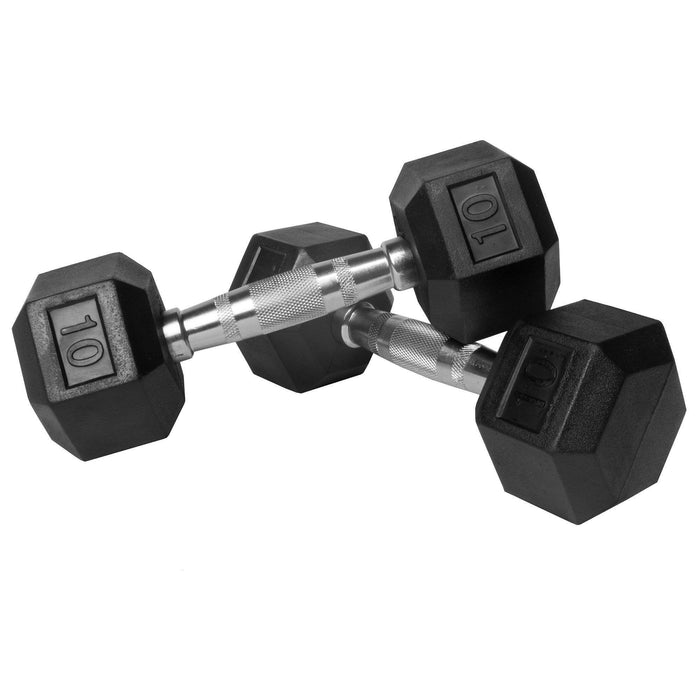 XMark Fitness Premium Quality Rubber Coated Hex Dumbbells (Pair)