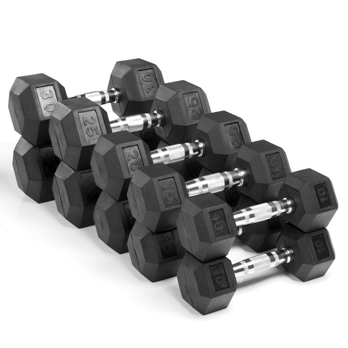 XMark Fitness Rubber Coated Hex Dumbbell Sets