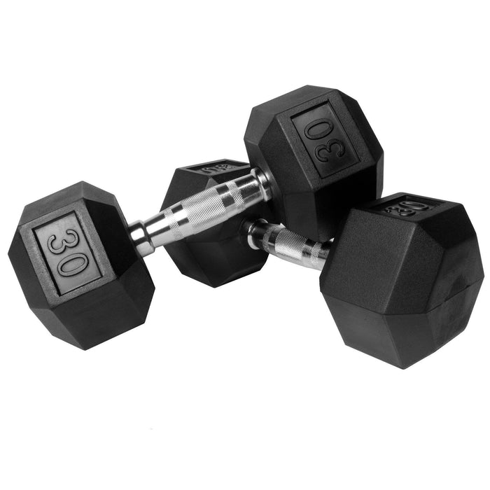 XMark Fitness Premium Quality Rubber Coated Hex Dumbbells (Pair)