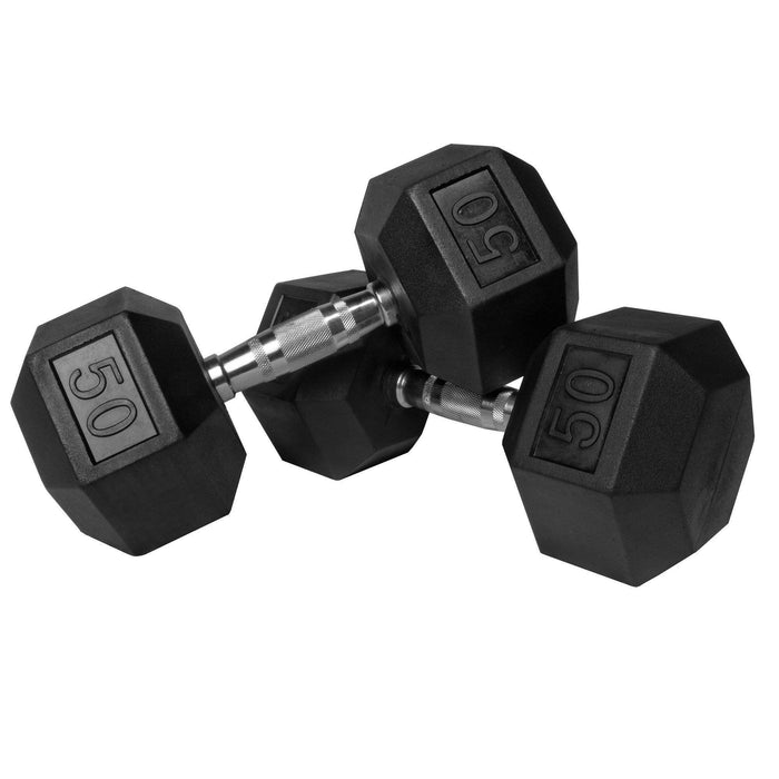 XMark Fitness Premium Quality Rubber Coated Hex Dumbbells (Pair)