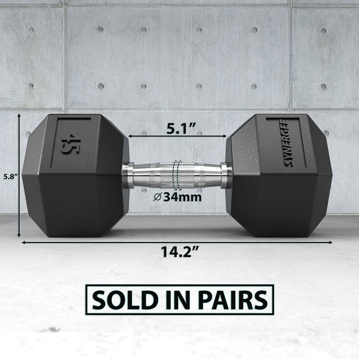 Synergee Rubber Hex Dumbbell Pairs